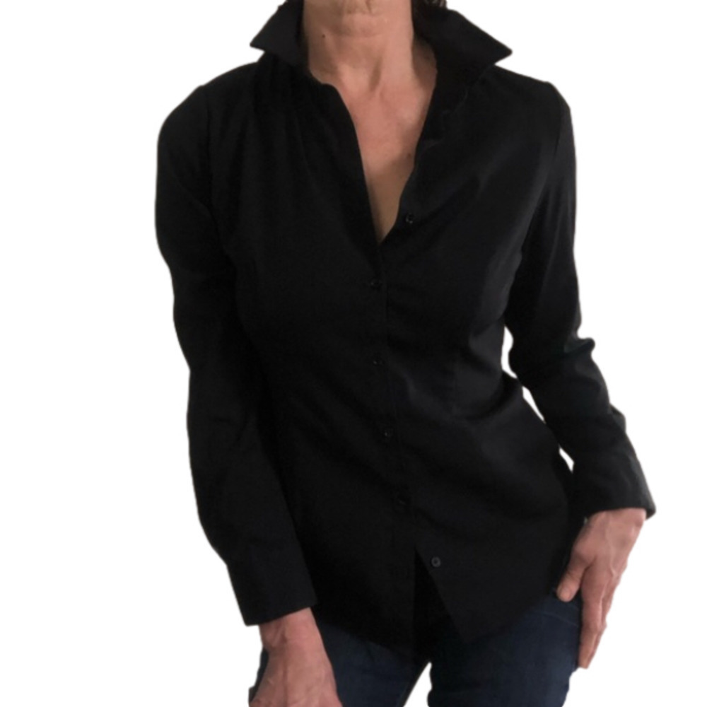 Denver Hayes Size M Button up Blouse Shirt Black